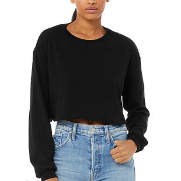 Bella Canvas Black Cropped Sweatshirt Size Large - Picture 3 of 9